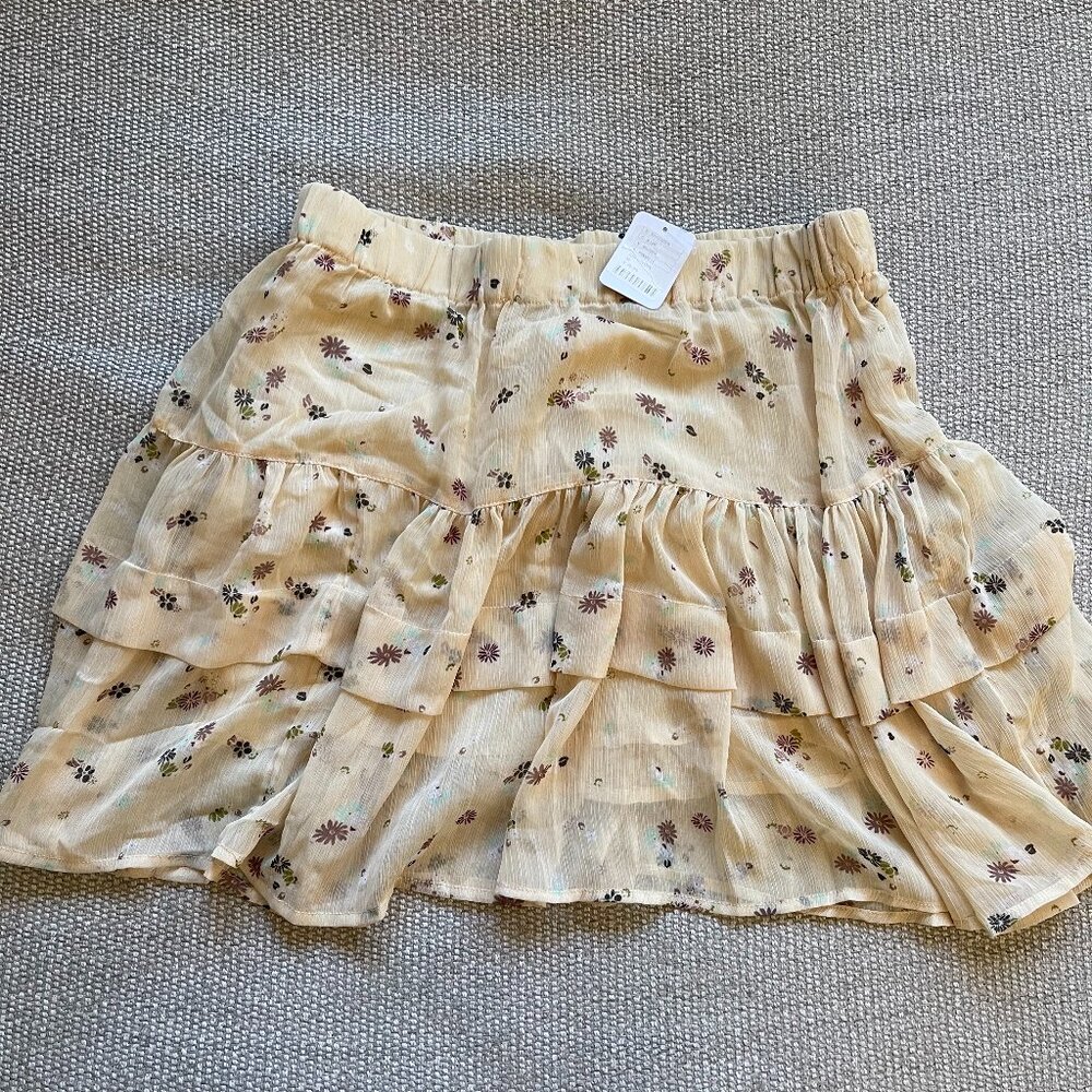 NWT Free People From the Valley Ruffle Mini Skirt in Ivory - Size Medium